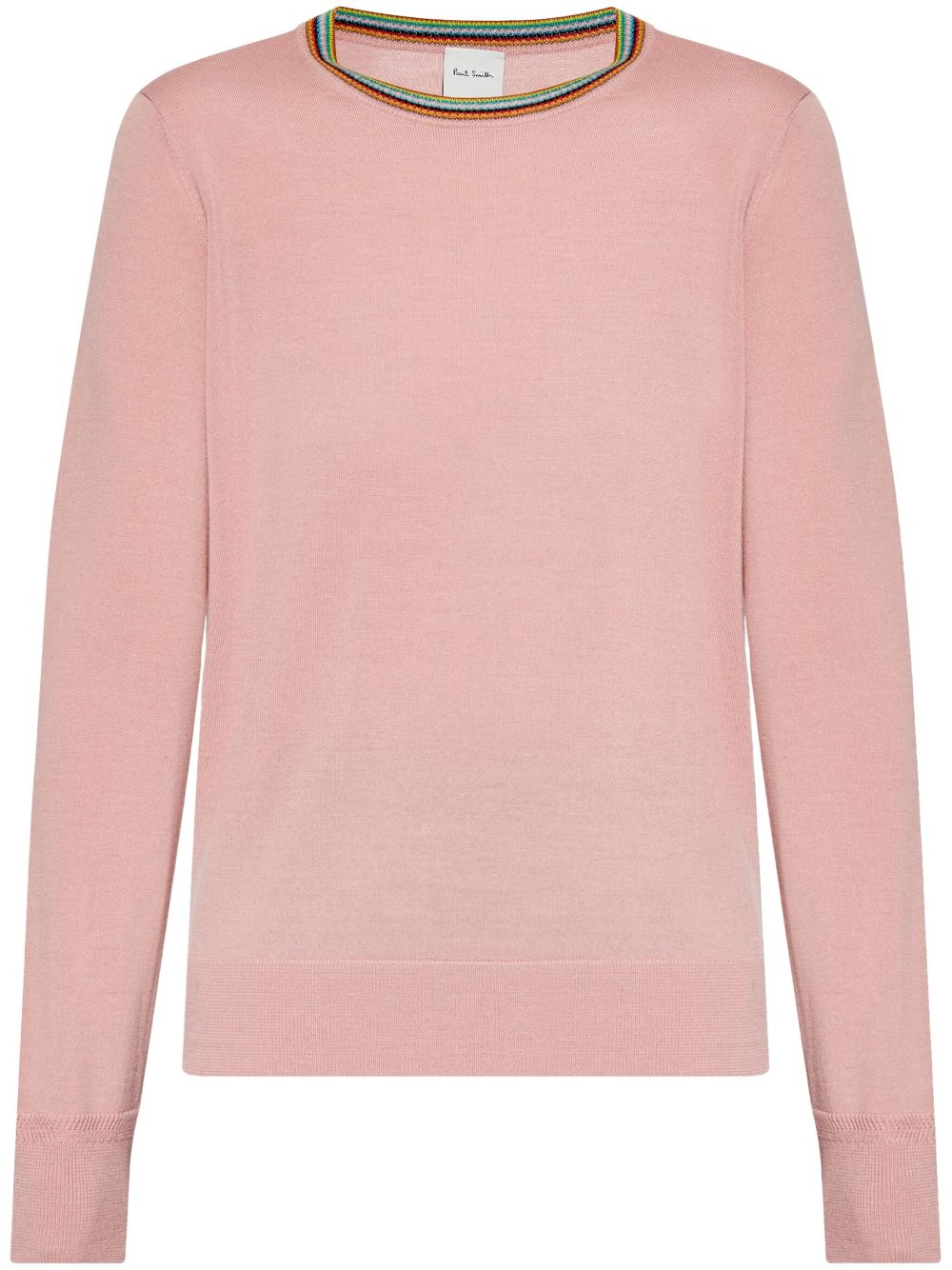 Paul Smith striped-neck merino sweater - Pink