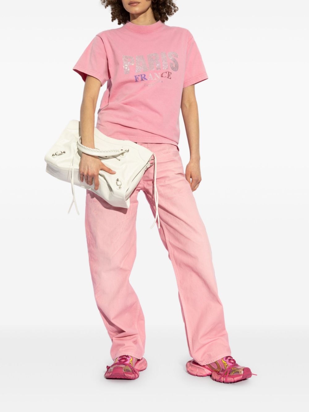 Balenciaga logo-studded T-shirt - Roze