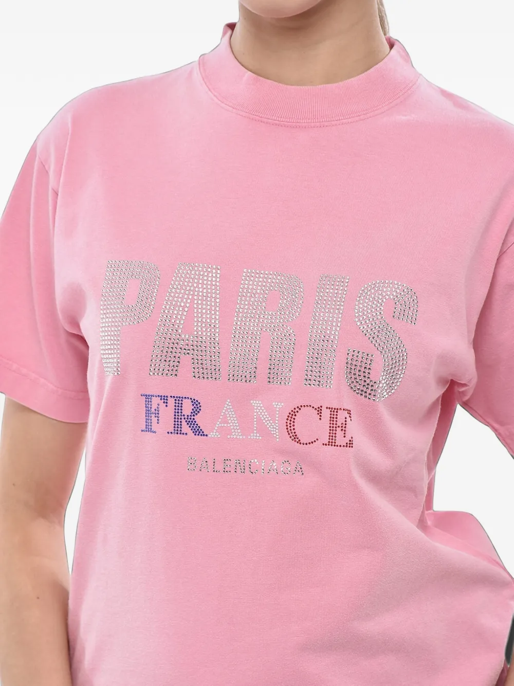 Balenciaga T-shirt met logo studs Roze