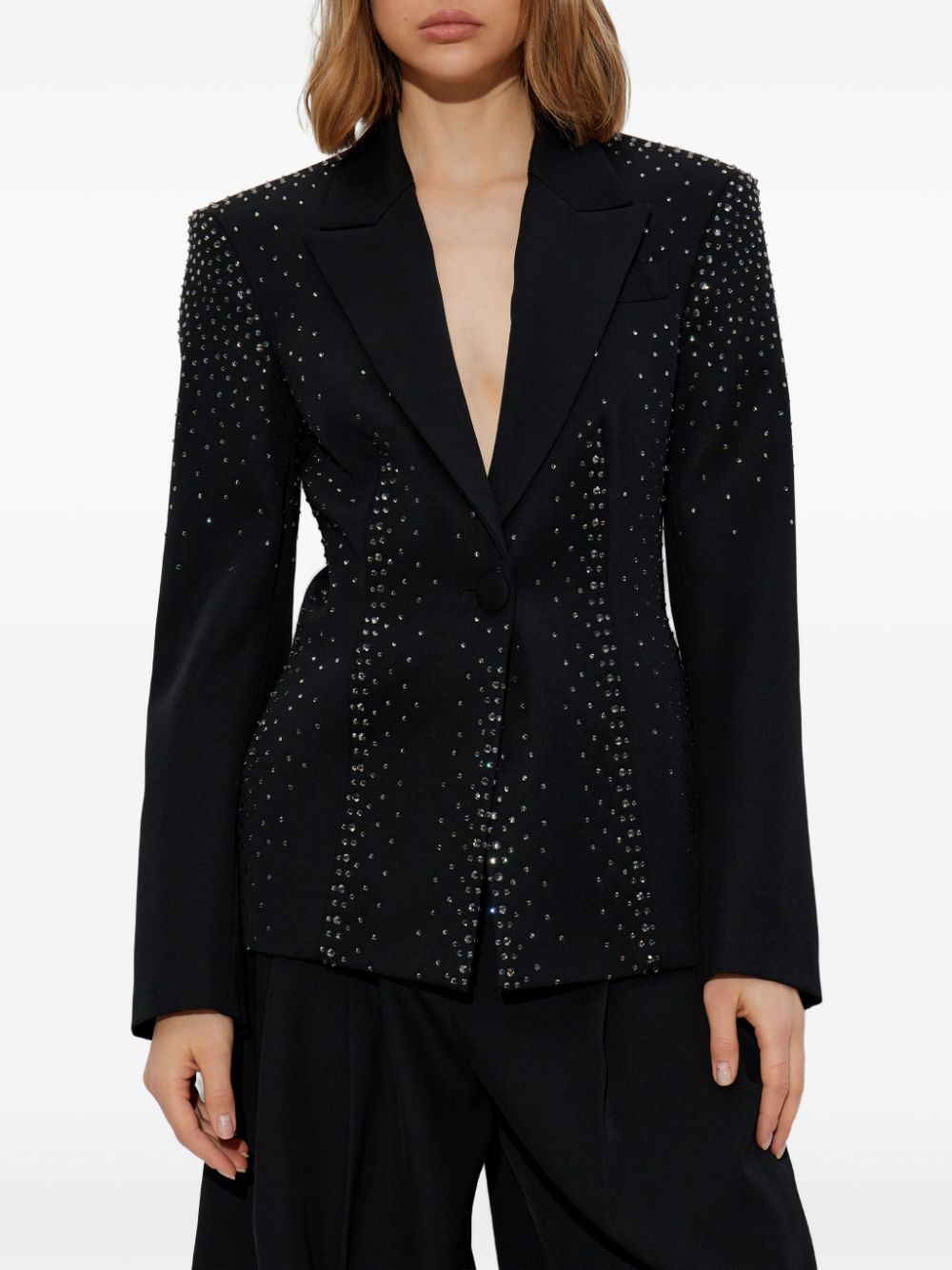 The Attico crystal-embellished blazer - Zwart