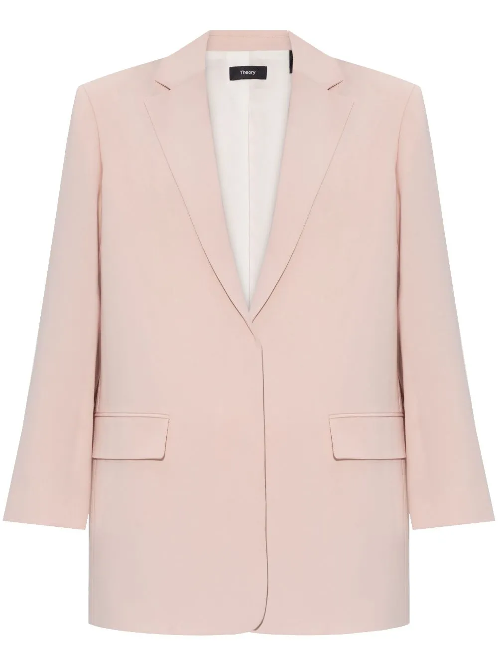 Theory Tailored Blazer With Back Vent And Shoulder Pads In Pink