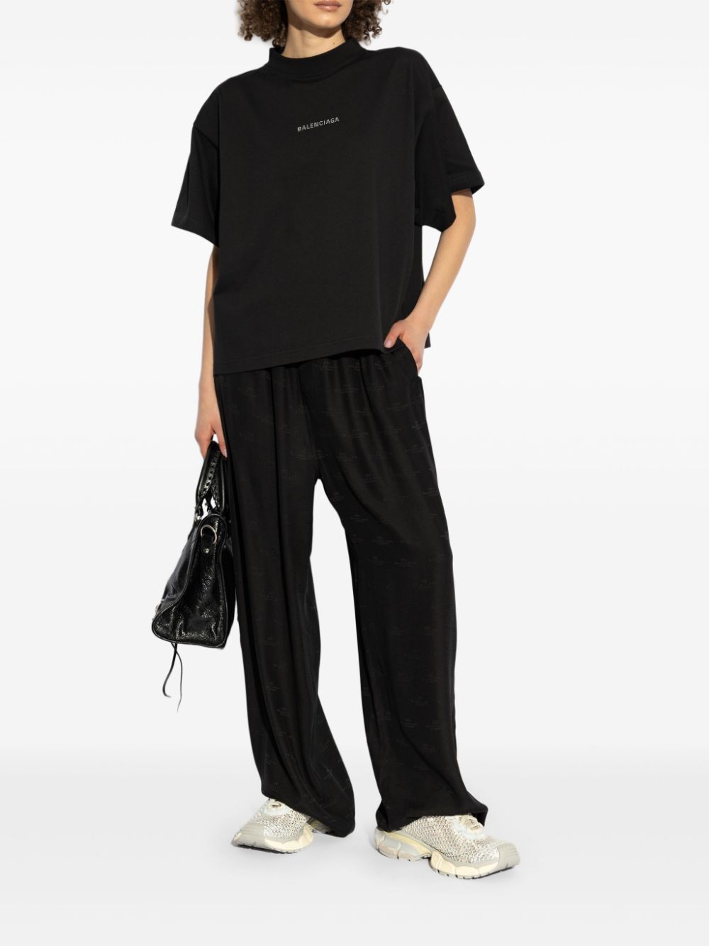 Balenciaga logo-studded T-shirt - Zwart