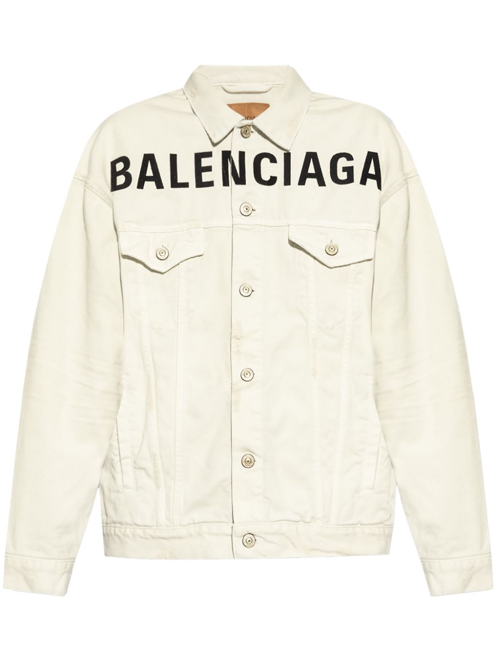 Balenciaga logo-print denim jacket - White