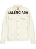 Balenciaga logo-print denim jacket - White