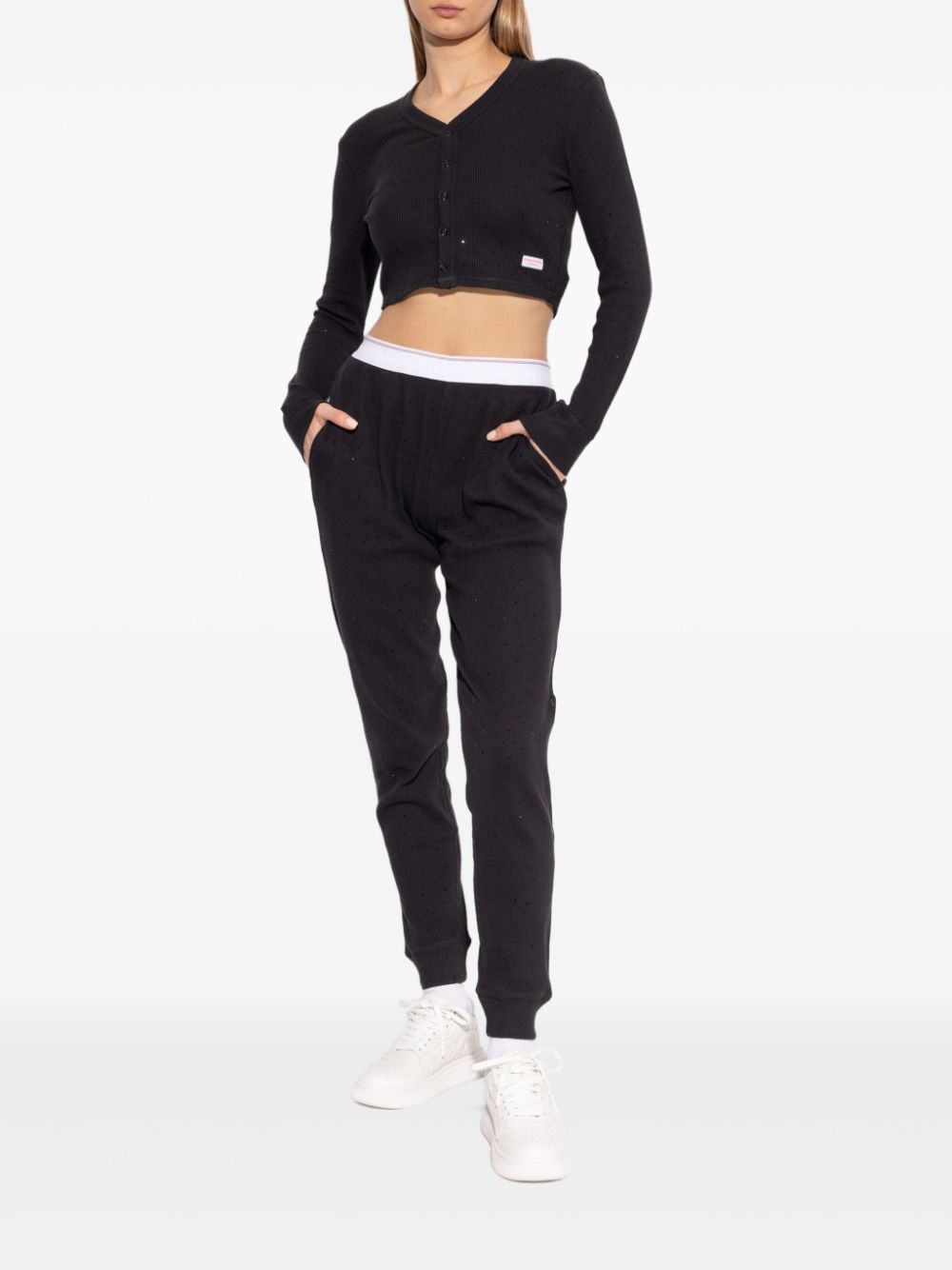 Alexander Wang crystal-embellished track pants - Zwart