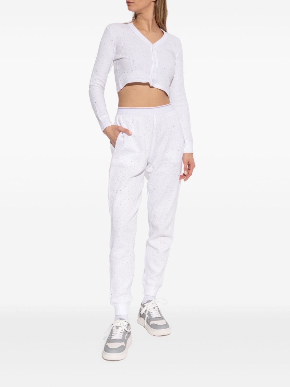 Alexander Wang crystal-embellished track pants - Wit