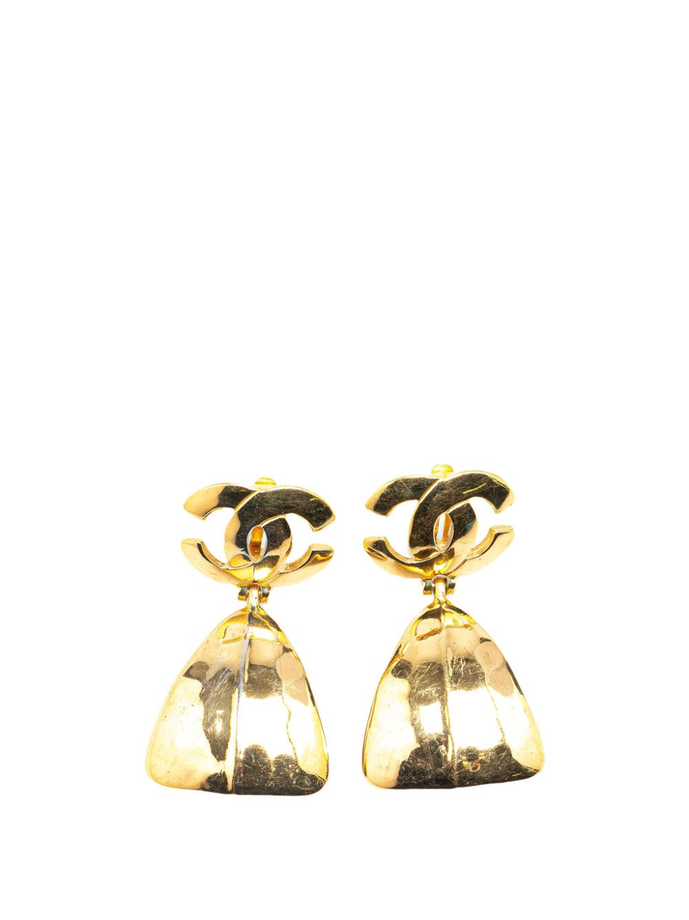 1997 Gold Plated CC Swing Clip On costume earrings