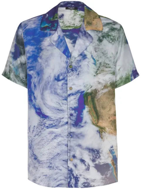 Balmain Hemd mit Erde-Print