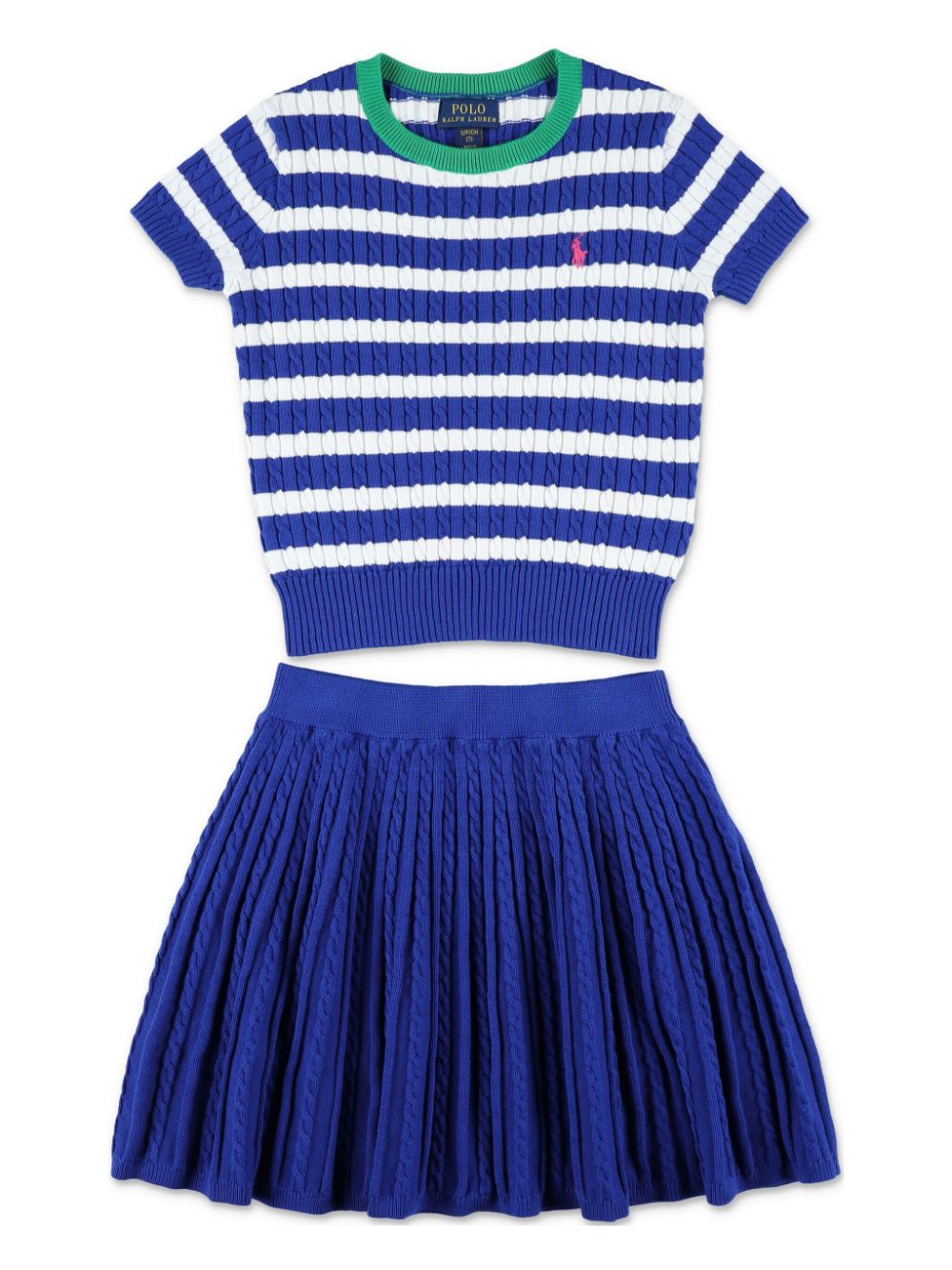 POLO RALPH LAUREN KIDS striped T-shirt and skirt set - Blue