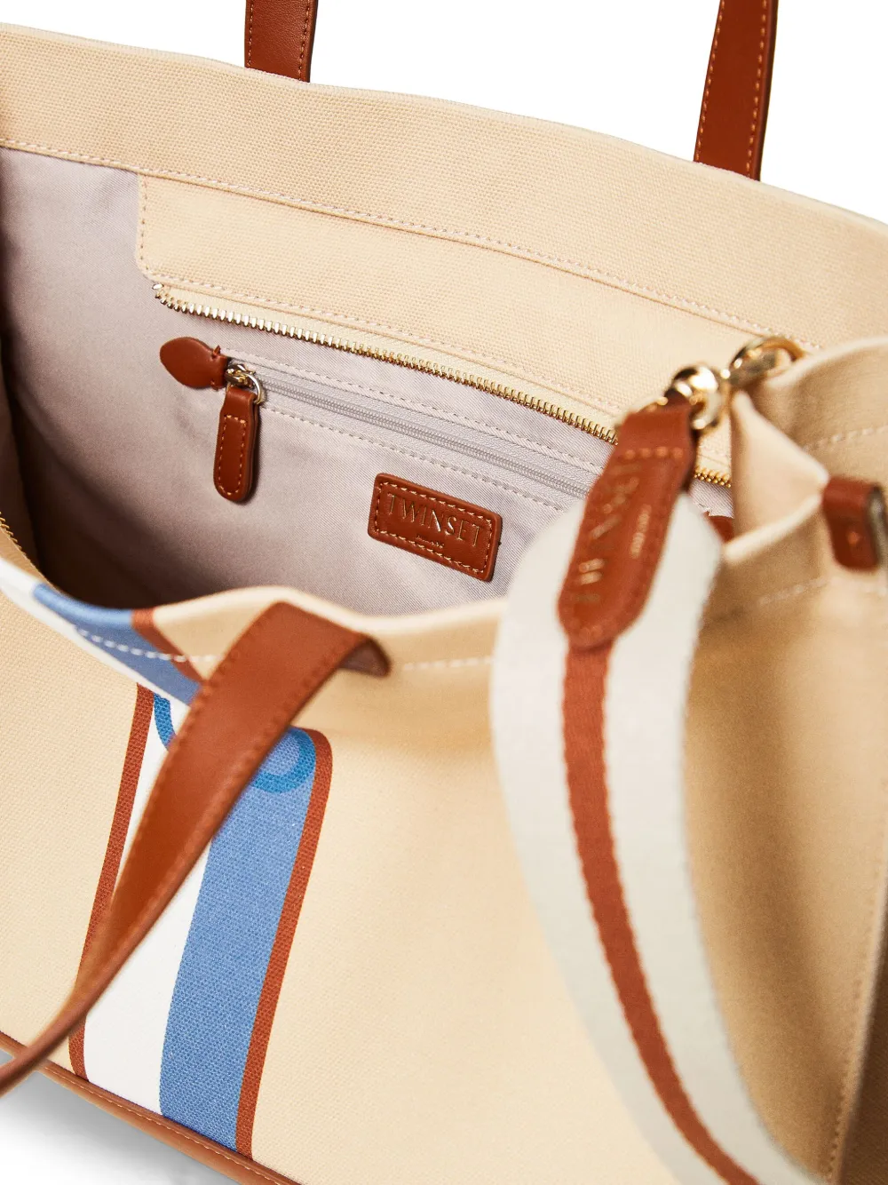 TWINSET Shopper met monogramprint Beige