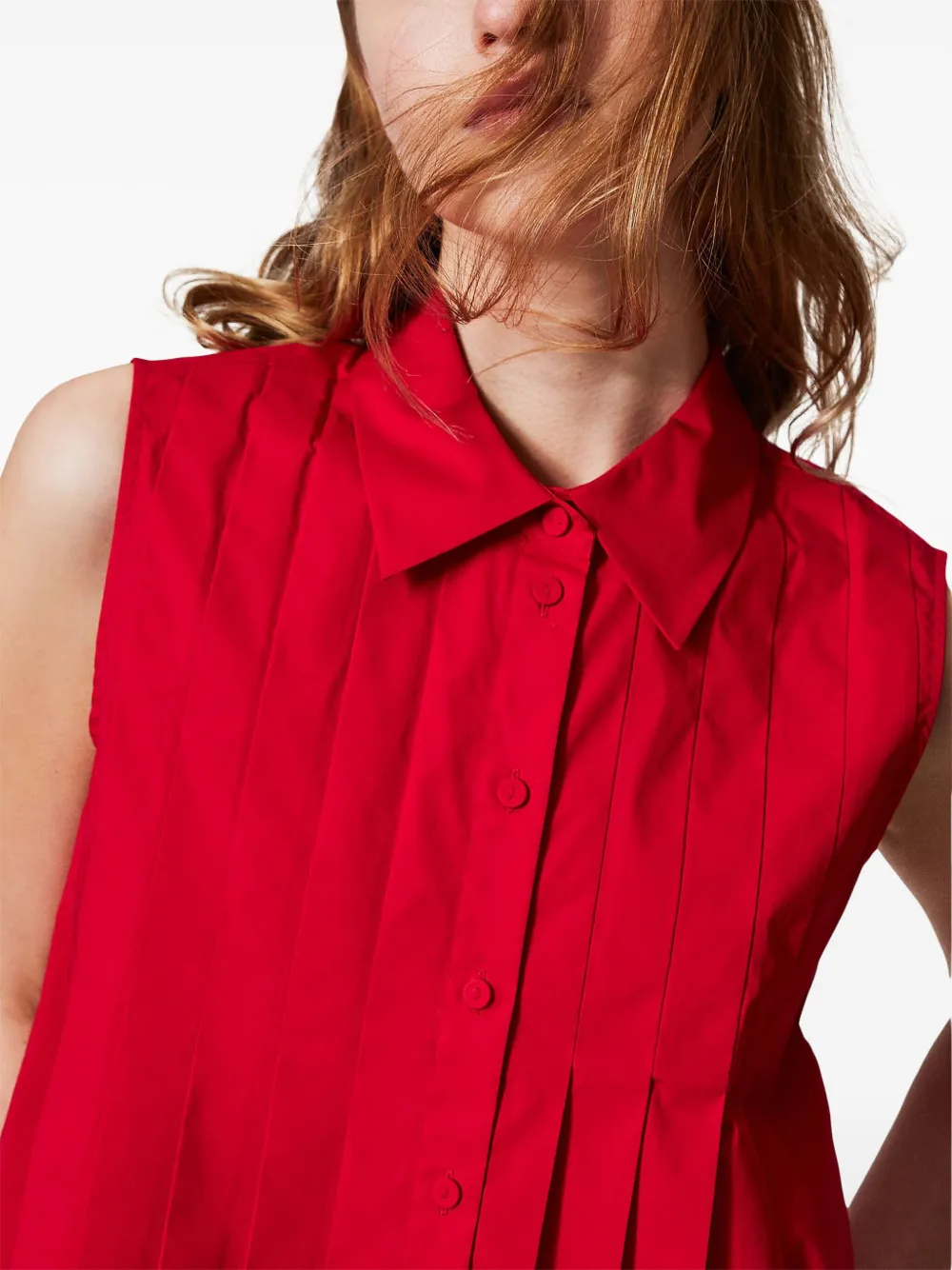 TWINSET Cropped geplooide blouse - Rood