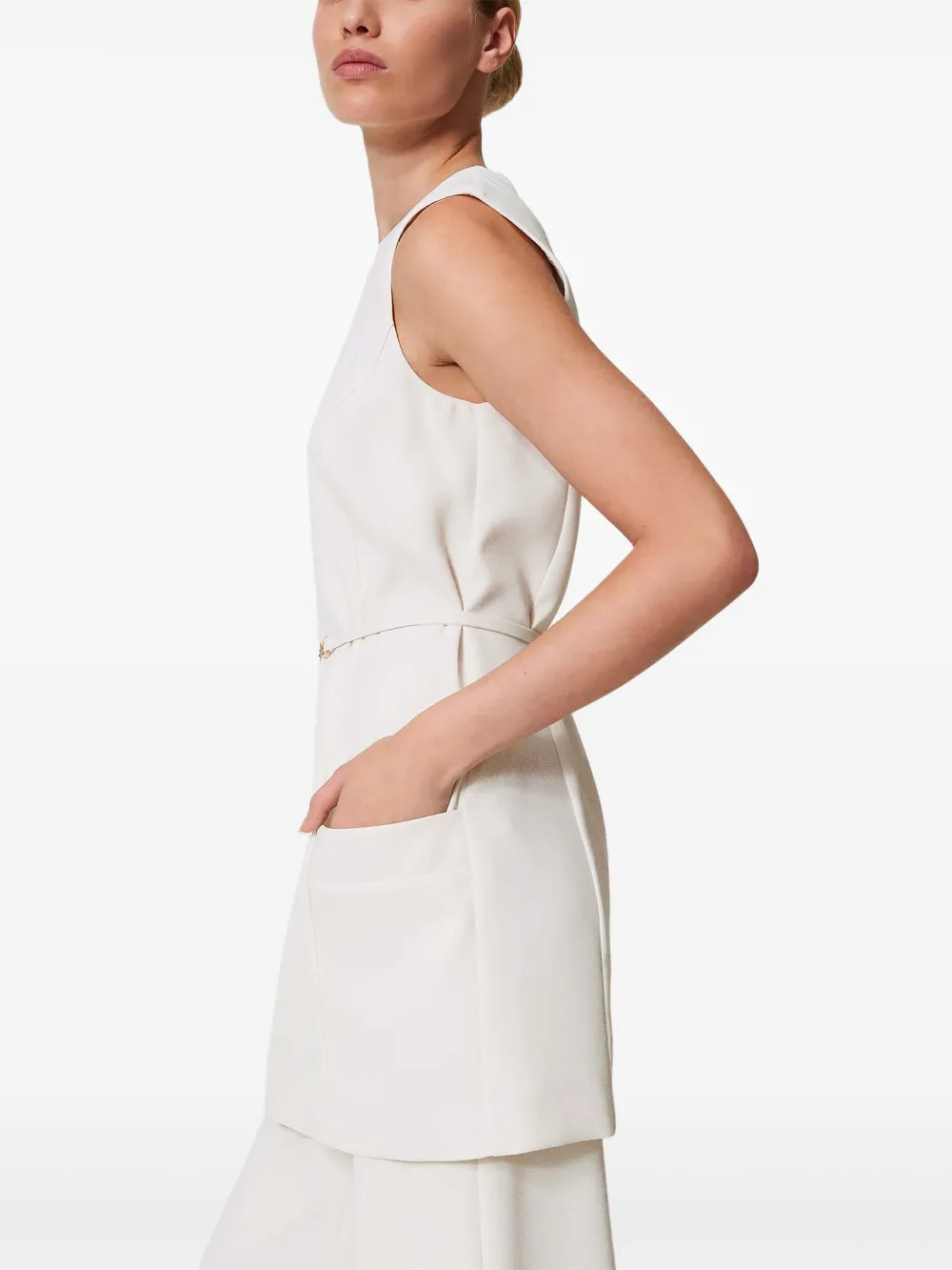 TWINSET CREPE BELTED TOP