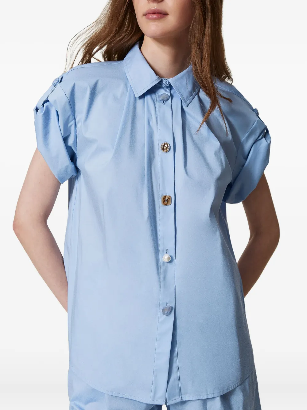 TWINSET Blouse met omgeslagen mouwen Blauw