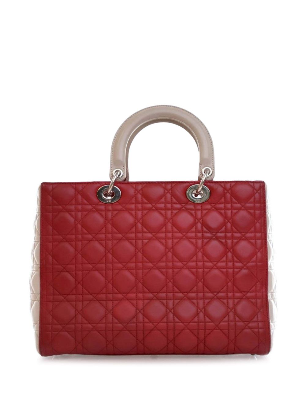 Christian Dior Pre-Owned 2013 Large Bicolor Lambskin Cannage Lady Dior satchel - Rood