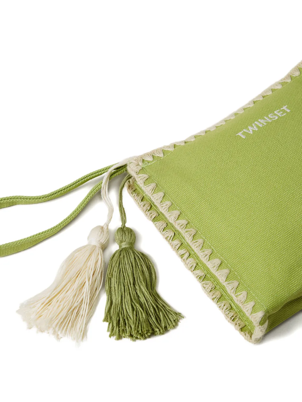 TWINSET Make-up tas met gehaakte afwerking en kwastje Groen