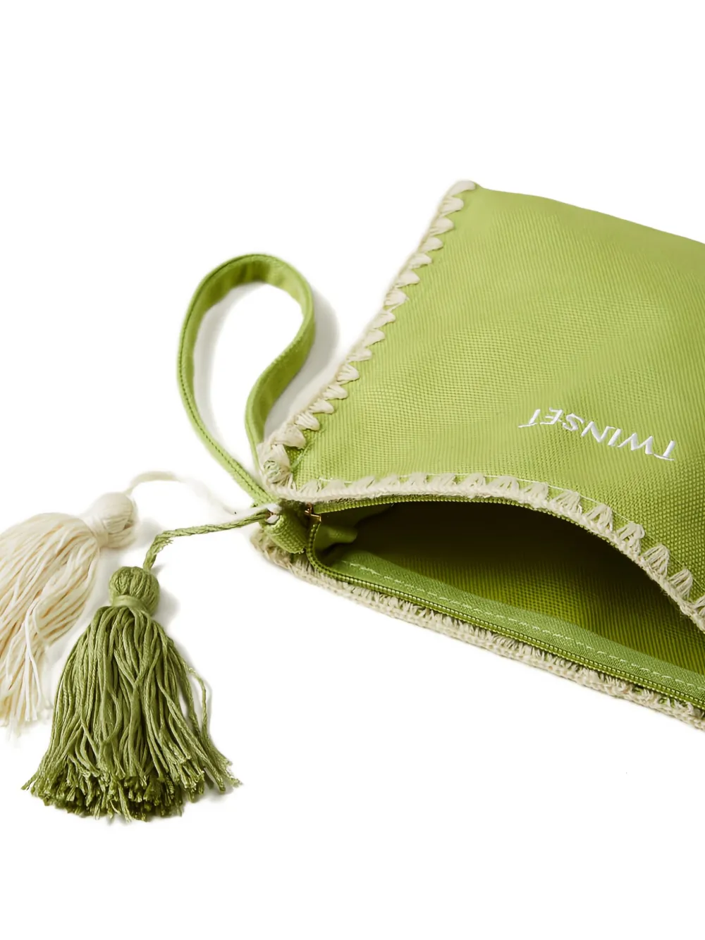 TWINSET Make-up tas met gehaakte afwerking en kwastje Groen