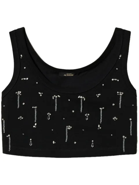 TWINSET top corto con detalles de cristal