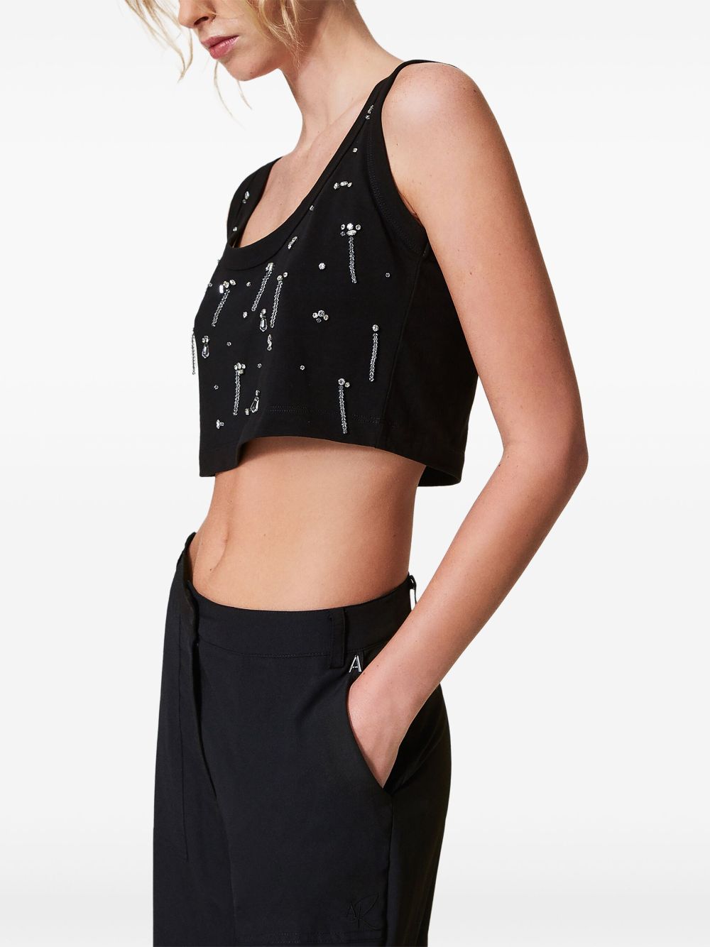 TWINSET crystal-embellished cropped top - Black