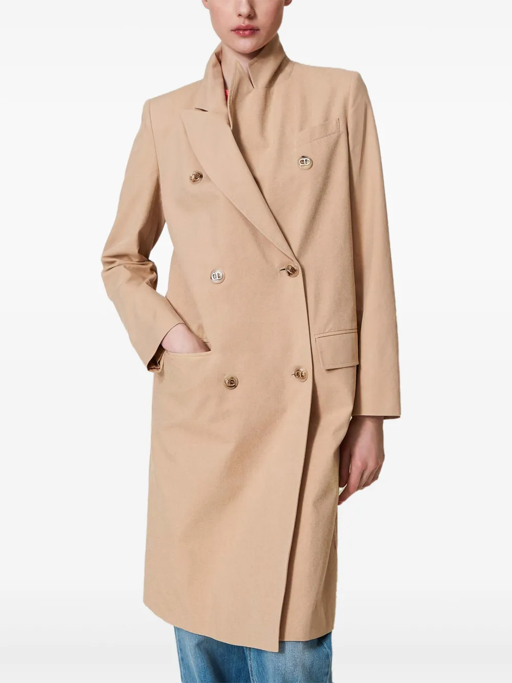 TWINSET Trenchcoat met dubbele rij knopen - Beige