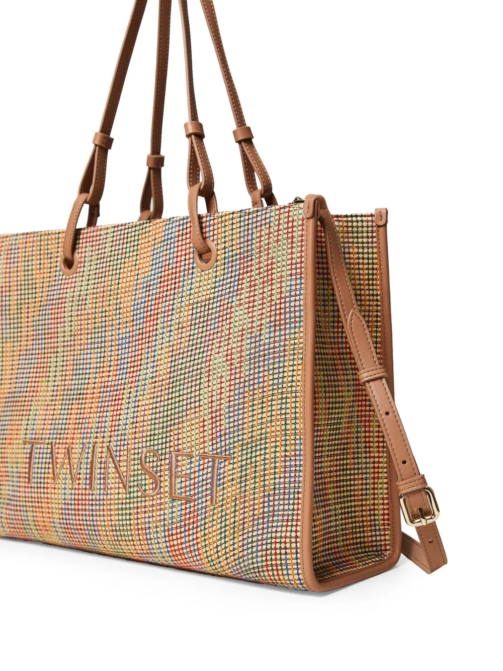 TWINSET Shopper met geborduurd logo Beige