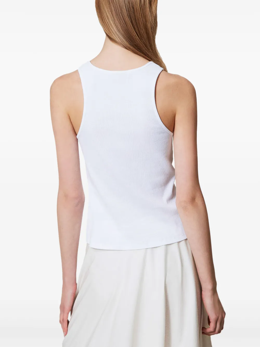 Shop Twinset Cotton Tank Top In White