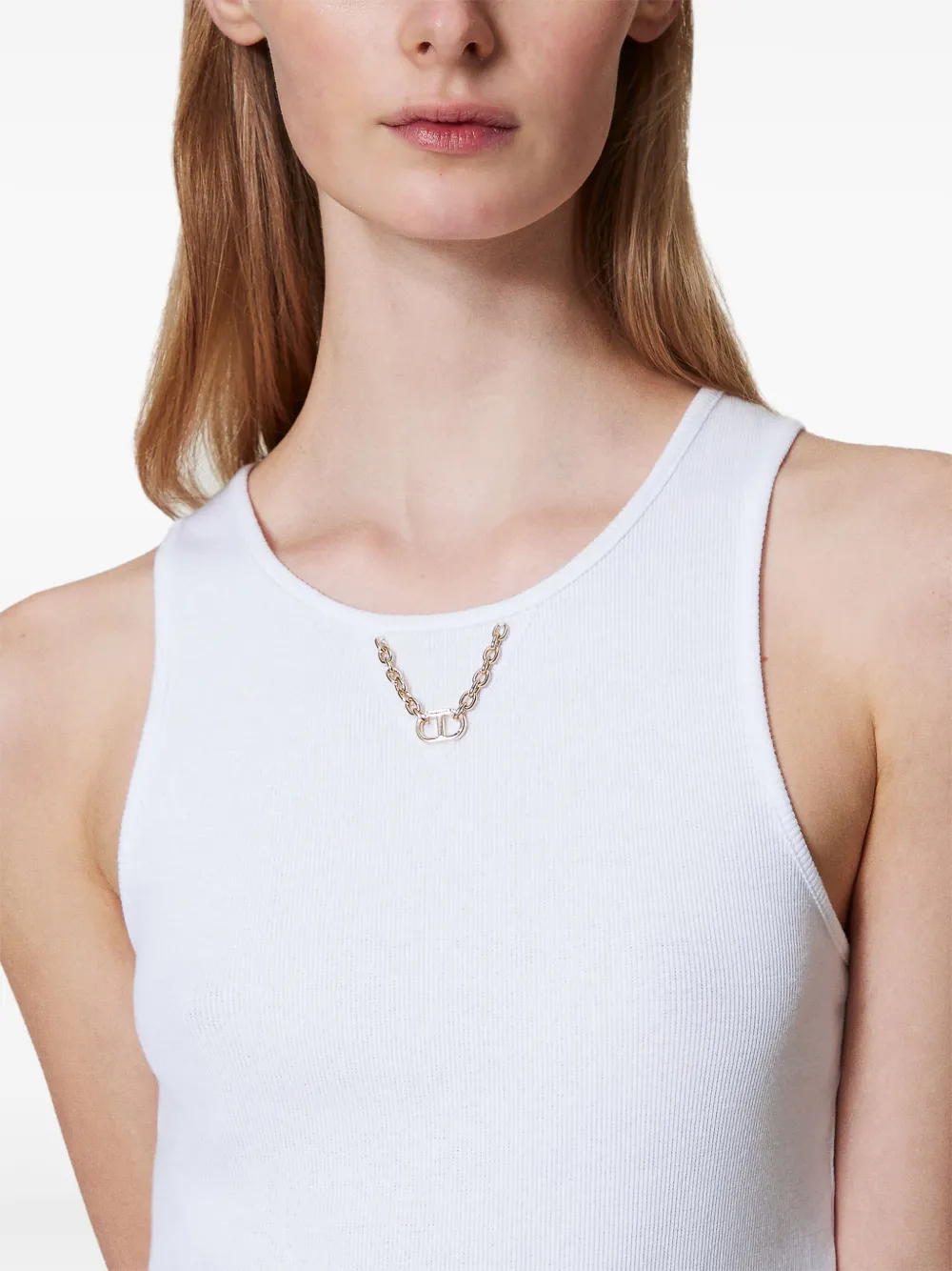 Shop Twinset Cotton Tank Top In White