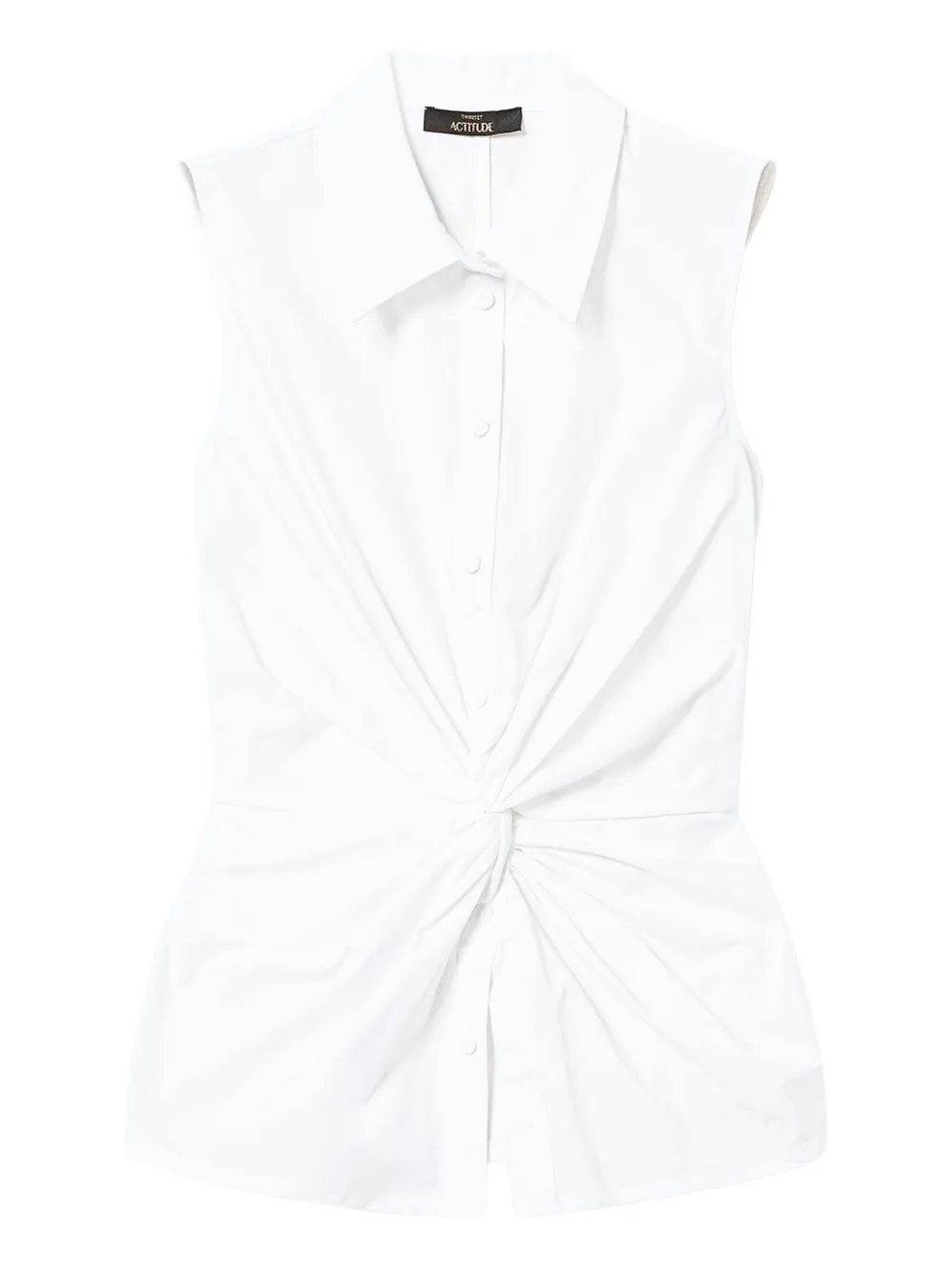 Shop Twinset Twisted-front Sleeveless Shirt In White