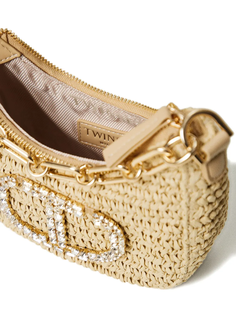 TWINSET Schoudertas met logoplakkaat Beige