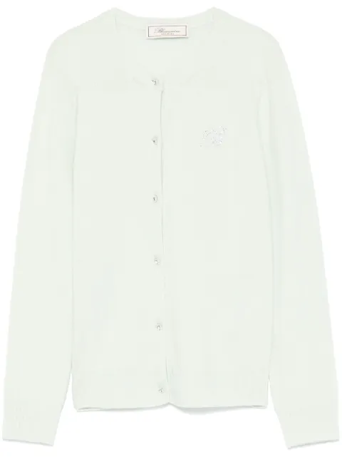 Blumarine rhinestone-logo cardigan
