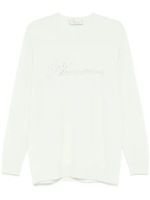 Blumarine rhinestone-logo sweater