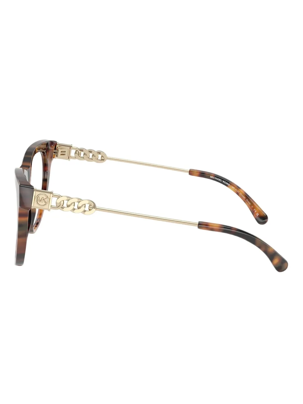 Michael Kors MK4137 bril met cat-eye montuur en ketting Bruin