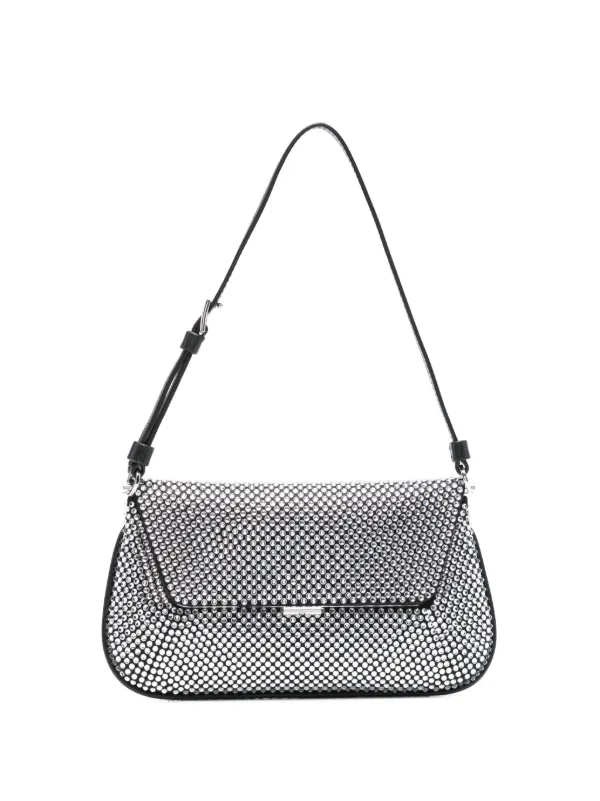 Amina Muaddi Mini Ami Crystal Shoulder Bag in Black