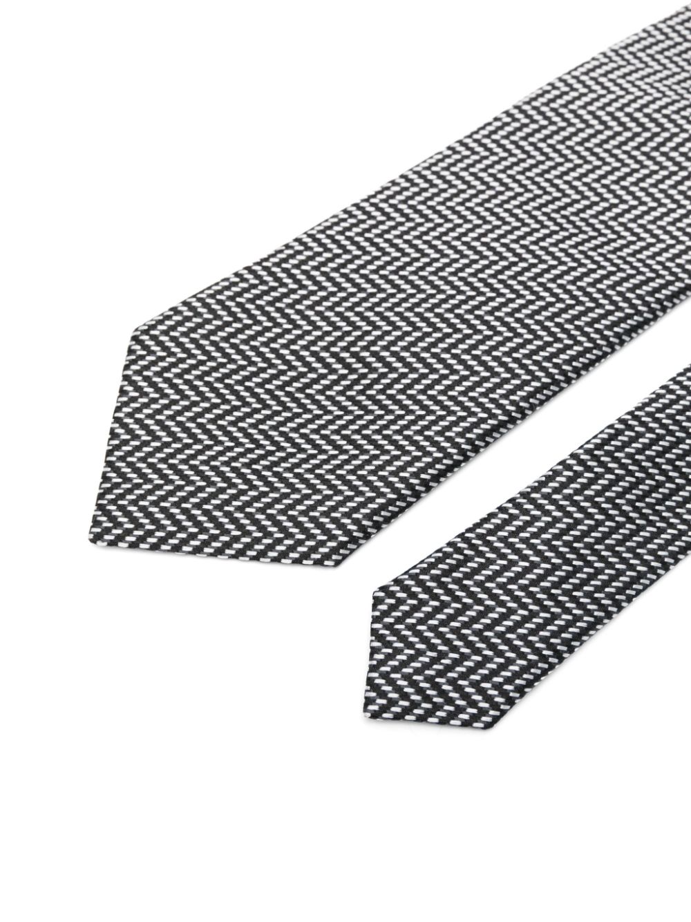 TOM FORD chevron-pattern tie - Zwart