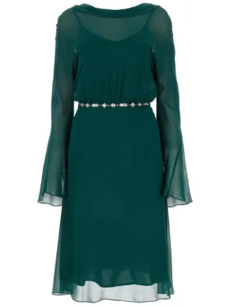 ST ELEGANTE Silk Mini Dress | Green | FARFETCH