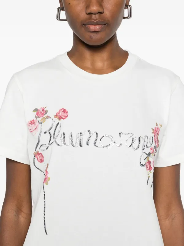 Blumarine ラインストーンロゴ Tシャツ | ホワイト | FARFETCH JP