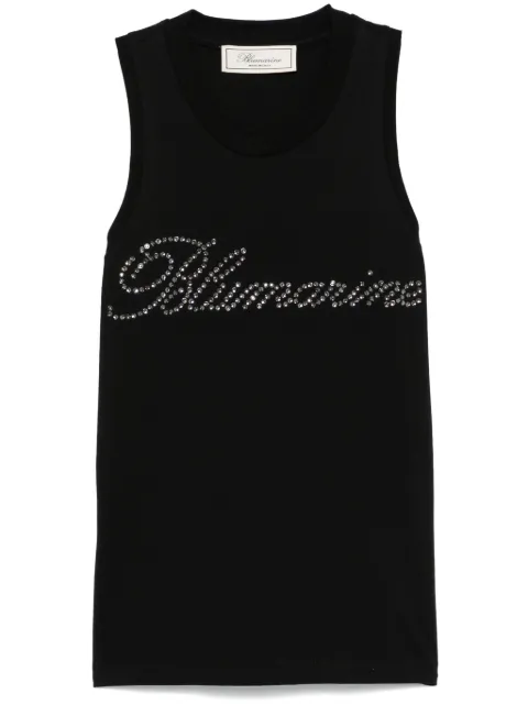 Blumarine rhinestone-logo tank top