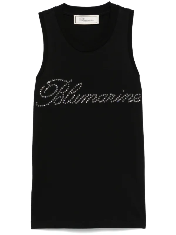 ブルマリン　タンクトップ Blumarine ラインストーンロゴ タンクトップ | ブラック | FARFETCH JP