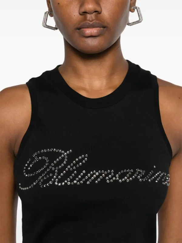 ブルマリン　タンクトップ Blumarine ラインストーンロゴ タンクトップ | ブラック | FARFETCH JP