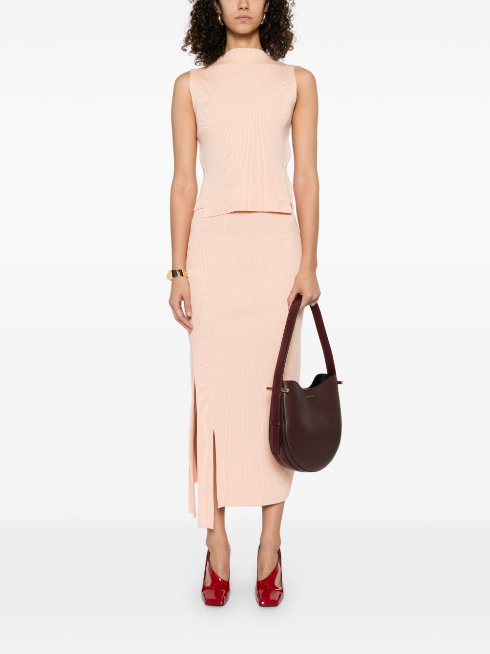 Victoria Beckham Ribgebreide maxi-rok - Roze