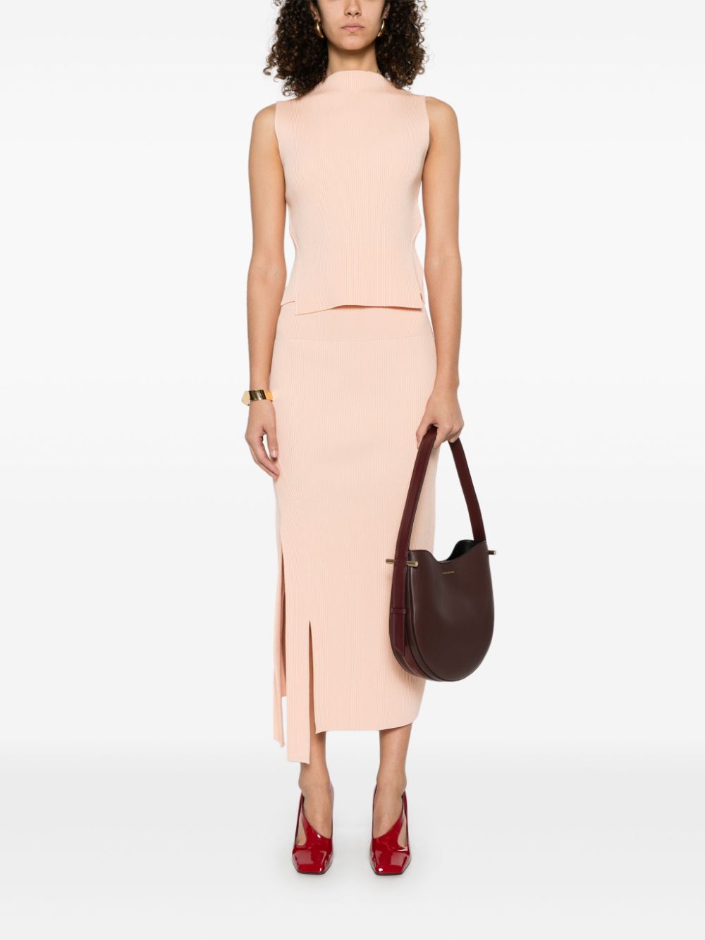 Victoria Beckham Ribgebreide top - Roze