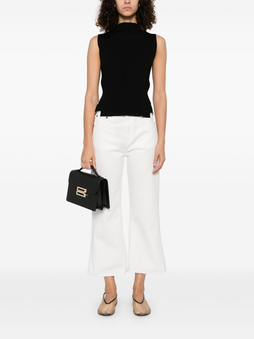 Victoria Beckham Ribgebreide top - Zwart