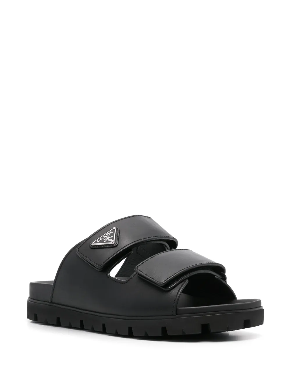 Prada leather strap sandals - Zwart