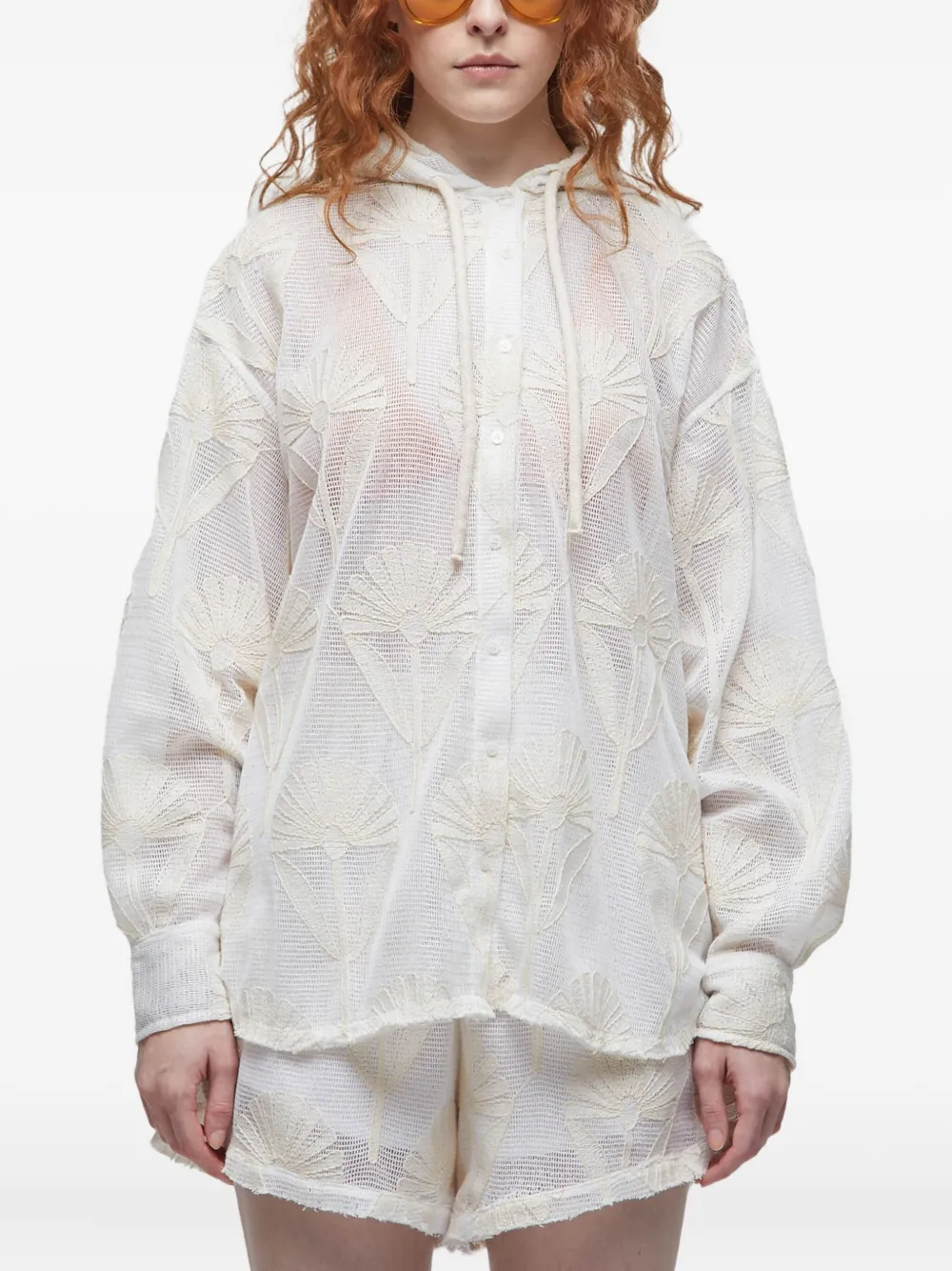 Osklen Blouse met capuchon en borduurwerk Wit