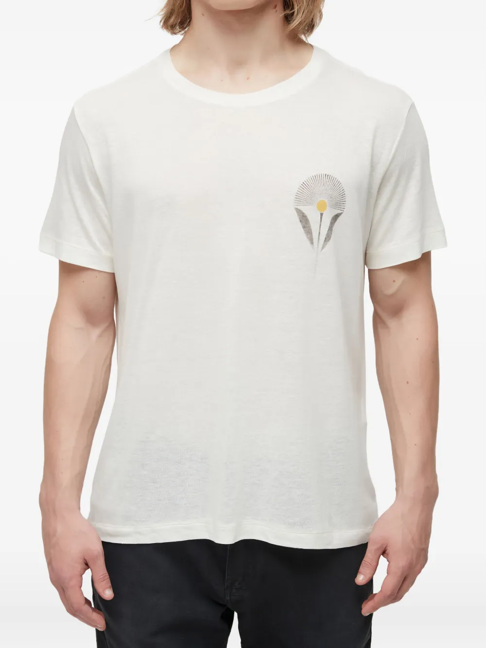 Osklen Flower-print Linen T-shirt In Neutral