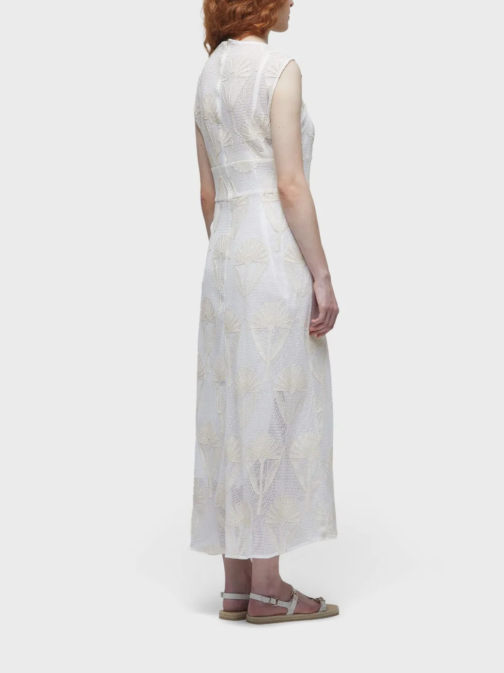 Osklen Midi-jurk met geborduurde bloemen Wit