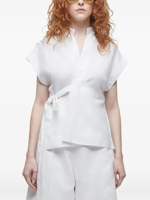 Osklen Blusa transpassada de linho misto