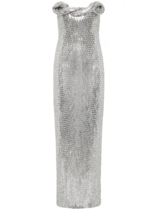 rachel gilbert silver dress Rachel Gilbert Rosalie Gown | Silver