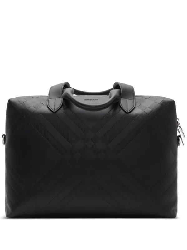 Burberry チェック ビジネスバッグ | ブラック | FARFETCH JP