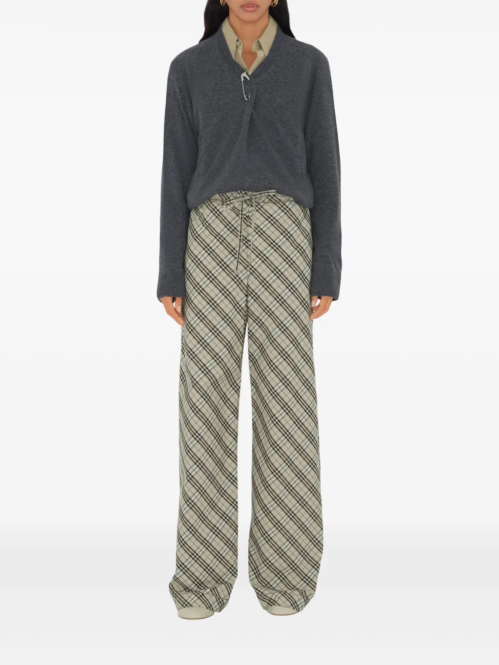 Burberry Geruite broek Beige