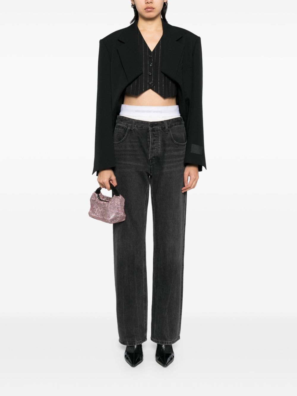 Alexander Wang exaggerated split front blazer - Zwart